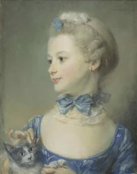 猫を持つ少女マリーアンフキエ、1747年。
