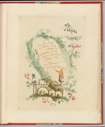 ジャン・ピルマンが考案し、描いた「中国の画家と画家のための新しい画集」第2号より、タイトルページ、プレート1。アン・アレンによる版画。