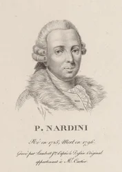 ヴァイオリン奏者で作曲家のピエトロ・ナルディーニの肖像 (1722-1793)。