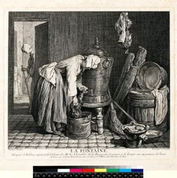 ラ・フォンテーヌ」シャルル・ニコラ・コーチン1世（1688-1754）1739年（エッチング＆エングレーヴィング・オン・ウィーブ・ペーパー