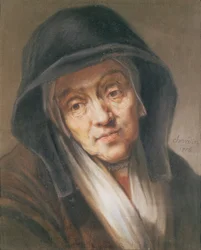 母親のレンブラントによる肖像画のコピー、1776年（紙にパステル）