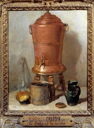 La fontaine de copper painting by Jean Baptiste Simeon Chardin (1699-1779) 1733 Dim.0.28x0.23 m - 銅製の水飲み場。ジャン・バティスト・シメオン・シャルダン（1699-1779）の絵画
