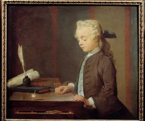 トトンの子供オーギュスト・ガブリエル・ゴデフロイ（1728-1813） トトンをする子供、4つの顔があり、コマのように回転する。ジャン・バティスト・シメオン・シャルダン（1699-1779）による絵画 1738年。寸法0.67×0.76メートル。
