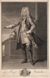 Stanislas Leszczynski (Leczinski), dit le Bienfaisant - ポーランド王Stanislaw I Leszczynski (1677-1766) - Van Loo, Jean Baptiste (1684-1745) - 1705 - 銅版画 - 53,5x33 - 個人蔵