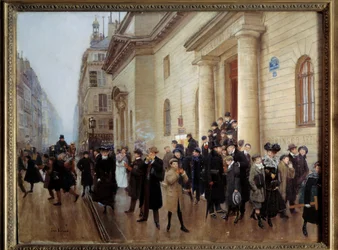 La sortie du lycee Concorcet à Paris ジャン・ベロー（1849-1935）による絵画 1903年 日 0,51x0,65 m Paris, musee Carnavalet - Leaving the Lycee Condorcet, in Paris.ジャン・ベロー（1849-1935）の絵画