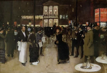 夜のモンマルトル大通り、テアトル デ ヴァリエテの前、1885 年。