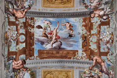 アリアドネの冠を星座の中に置くバッカス