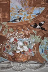 ブドウの新芽、ブドウ、花、鳥、詳細