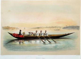 オスマン帝国「コンスタンティノープルの船」ジャン・ブロンデシ（1826-1888）の水彩画