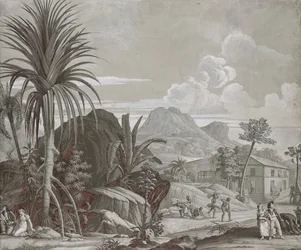 散歩に出かける、Dufour＆Cieによるシリーズ「Paulet Virginie」の壁紙パネル、c.1823