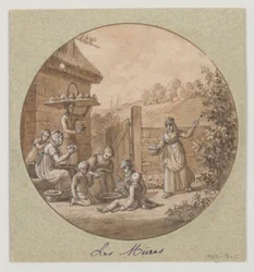 Service des Objets de Dessert (デザート サービス) の彩色磁器プレート、Les Müres (桑の実) のデザイン
