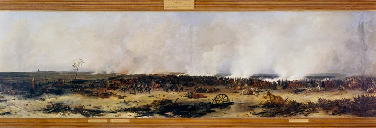 ロシアのキャンペーン。"Panorama of the Battle of Moscova on 7/09/1812".ナポレオン1世ボナパルト（1769-1821）のフランス軍と、ミハイル・ゴレニチェフ・クトゥーゾフ（Golenishchev