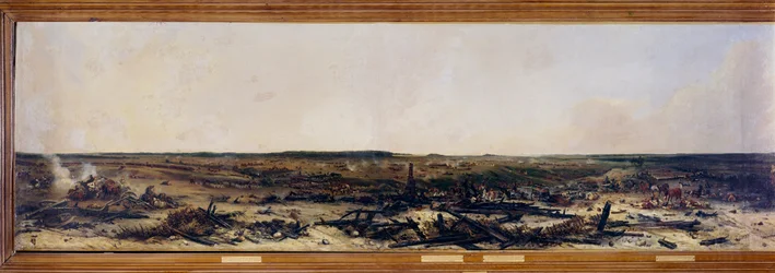 ロシアのキャンペーン。"Panorama of the Battle of Moscova on 7/09/1812".ナポレオン1世ボナパルト（1769-1821）のフランス軍と、ミハイル・ゴレニチェフ・クトゥーゾフ（Golenishchev