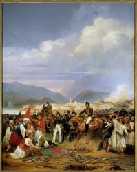 ギリシャ独立戦争（1828-1833年）。"General House receives the surrender of the castle of Moree on 30 October 1828" ペロポネソス半島でのモレの遠征（1828-1832）のエピソード。ジャン・シャルル・ラングロワ（1789-1870）による絵画 1836年 日2,72x1,92