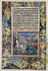 ラットさんQvI126 f.38v 1490年の 『ルイドルレアンの時間の書』からのジェロボアムに対する戦争をしているレホボアム