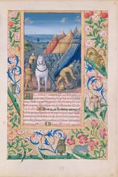 ラットさんQvI126 f.52「ルイドルレアンの時間の書」1469年、パニックでキャンプを脱走するアッシリア人