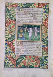 ラットさんQvI126 fol.12vルイーズドルレアンの時間の書からのエデンの園の誘惑、1490
