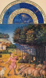 11月-ドングリで豚に餌をやる、15世紀、1939年。