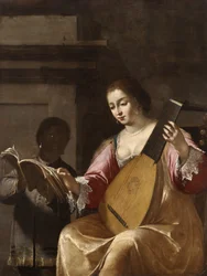 リュートを弾く女、1638