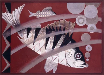 魚、1925年頃（紙にガッシュ、ペン、インク）