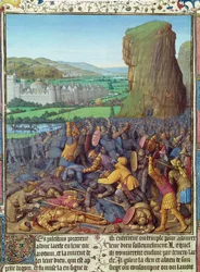 Ms Fr 247 fol.110ペリシテ人に対するイスラエル人の勝利、「Antiquites Judaiques」、1470年頃のイラスト