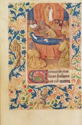 Ms Latin 13305 fol.88v「聖母の死」、「Heures a l&39;Usage de Rome」、1465年頃