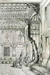 扉用タペストリーのためのイスラムおよびムーア様式のデザイン、『芸術と産業』より、パリのドラートル刊