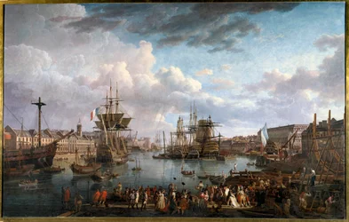 18世紀のブレスト港の風景 ジャン＝フランソワ・ヒュー（1751-1823）の絵画 18世紀