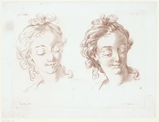 2 つの女性の頭 人体パーツを使ったコンポジション（シリーズタイトル） Cahier de principals du dessein d