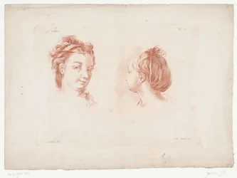 2 つの女性の頭 人体パーツを使った構図（シリーズタイトル） IXe Cahier de Principes du Dessin d