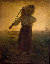 畑の帰還 ジャン・フランソワ・ミレー（1814-1875）の絵画 1850年 約Dim.42x33 cm ミラノ、モデルナ美術館