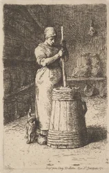 女性の攪拌バター、1855-56