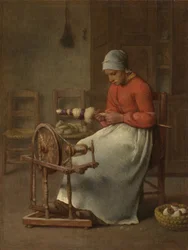 女性の紡績、1855〜60年頃