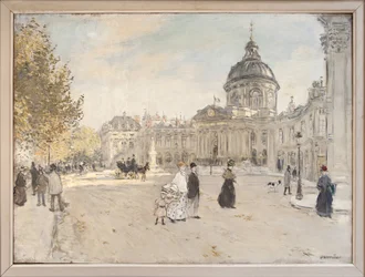 1898 年頃のパリのフランス学士院、ジャン フランソワ ラファエリ (1850-1924) による絵画。 写真、KIM Youngtae、パリ、Musee Carnavalet。