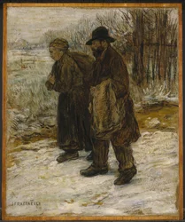 Parisian Rag Pickers、c.1885（パネルに取り付けられた紙に油とクレヨン）