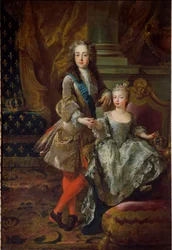 スペイン王フェリペ5世の娘、スペインのマリア・アナ・ビクトリア（1718-1781）と、その婚約者フランス王ルイ15世（1710-1774）の肖像。ジャン・フランソワ・ド・トロワ（1679-1752）作、1724年頃、フィレンツェ、ピッティ宮殿