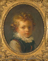 少年の頭（Alexandre-Evariste &39;Fanfan&39; Fragonard）、c.1785（カードに油彩）
