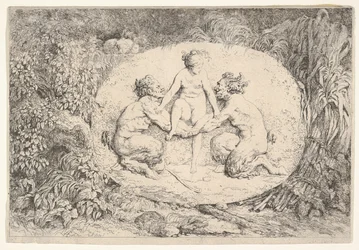 2 人のサテュロスに支えられたニンフ、1763 年。