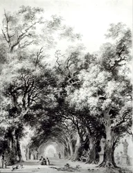 日陰の路地、1773-74年頃（紙にセピア色で洗う）