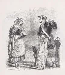 ベランジェ全集、1836年からのハンターと牛乳を注ぐ女。