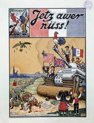 偉大なフランス系アメリカ人のアングロ スイーパー第二次大戦末期にアルザスからドイツ軍を追撃する同盟国の突撃戦車を表す雑誌「Jetz awer nuss」の 1 つ