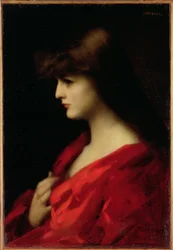 赤い服の女性の習作、1890年代初頭