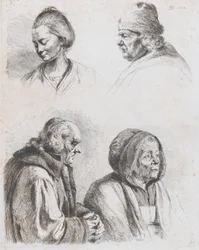 4つの頭の研究、1770年。