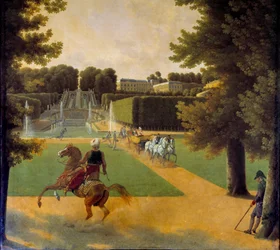 サン・クラウドの公園での散歩 ジョセフ・ビドー（1758-1846）による絵画 1808年 パリ、マルモッタン美術館