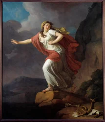 海に参加するギリシャの詩人サフォー（Sappho） ジョセフ・タイラッソン（1745-1809）の絵画 18世紀 日2,25x1,9 m ブレスト、美術博物館