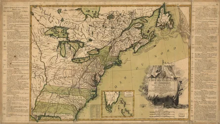 1783 年の平和条約後のアメリカ合衆国の地図。