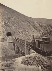 ジャロン橋とトンネル、マドリードからサラゴサへ、1860-1865年頃。1860-1865年（写真）