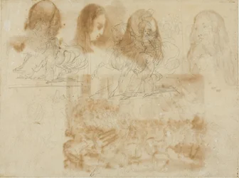 馬の傍らのシャスールを描いた6つのスケッチ