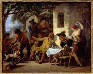 宿屋の前のソルトムス ジャン・ルイ・ドゥマルヌ（1744-1829）の絵画 1823年 グルノーブル、ボザール美術館