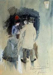 La rencontre ジャン・ルイ・フォラン（1852-1931）の水彩画 20世紀。